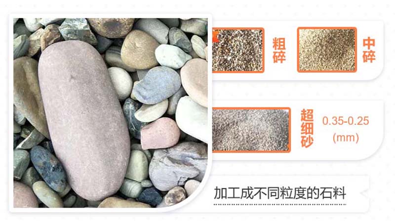 PG电子官网小型鹅卵石破沙机加工成品石料展示